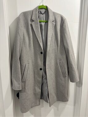 Topman Light Gray Wool-Blend Pea Coat